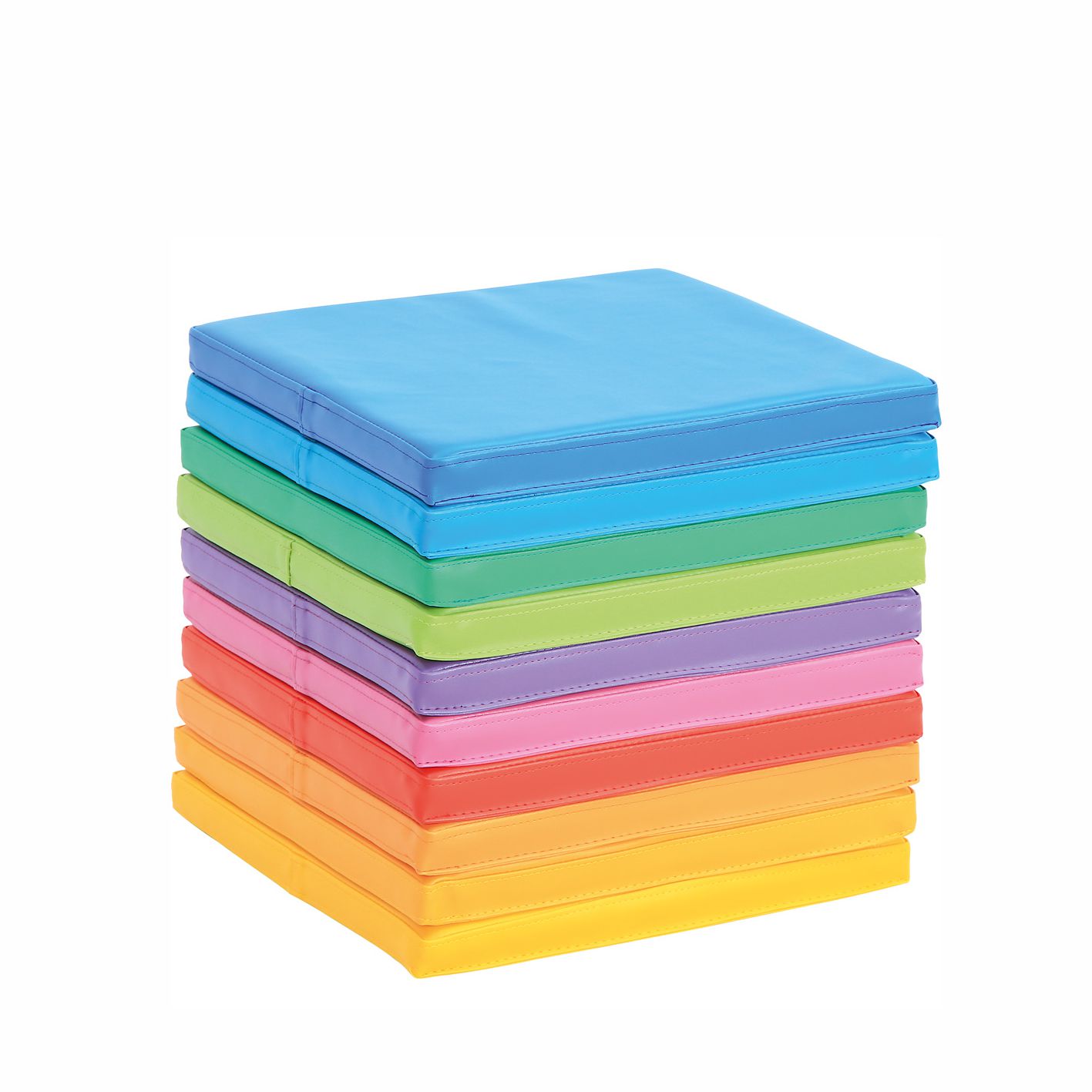 Sitzkissen Kunstleder Regenbogen quadratisch, 10er Set